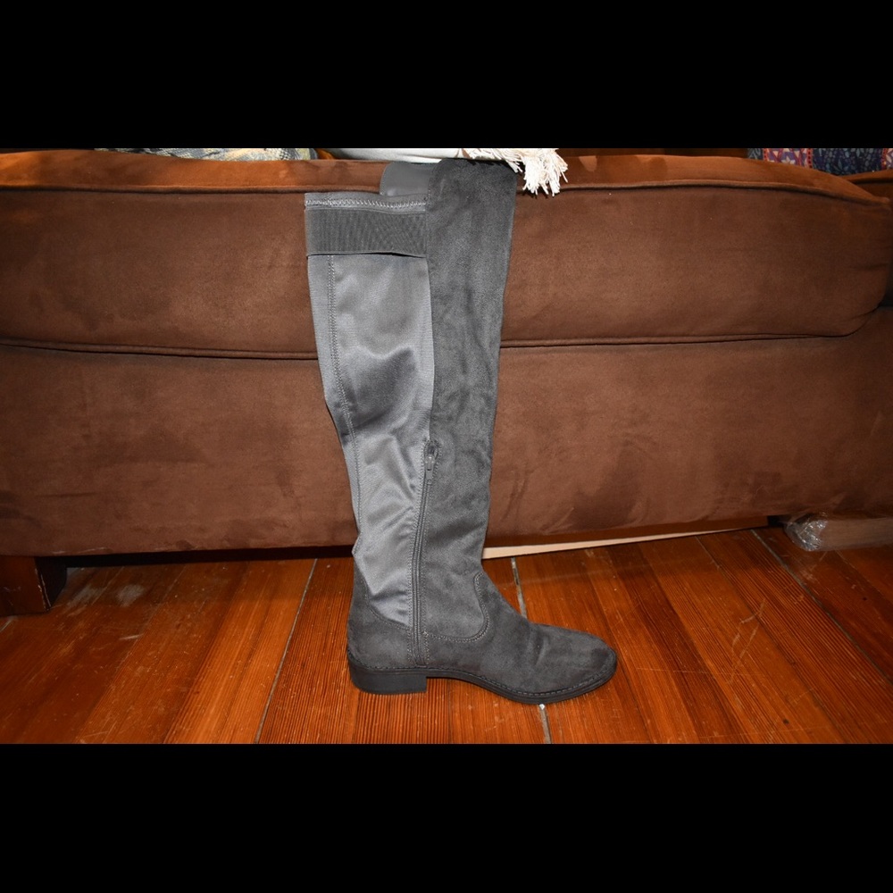 Gray Knee High Boots